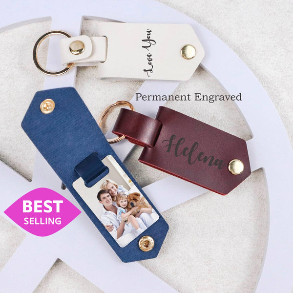 Personalized Family Photo Leather Keychain for Mom - Custom Mothers Day Gift - High-Quality Handcrafted luxury Keychain