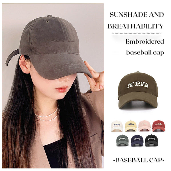 Retro Letter Embroidery Fashion Cap - Unisex Outdoor Sunshade Baseball Hat - High-Quality Fabric - UV Protection - Vintage Design