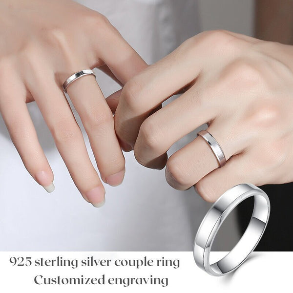 Personalized Couples Sterling Silver Engravable Wedding Rings  Luxurious Gift for Anniversaries Proposals and Everyday Wear