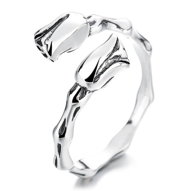 S925 Sterling Silver Tulip Open Ring - Perfect for Any Occasion