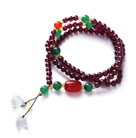 Natural Garnet Lucky Transfer Beads Multilayer Crystal Bracelet