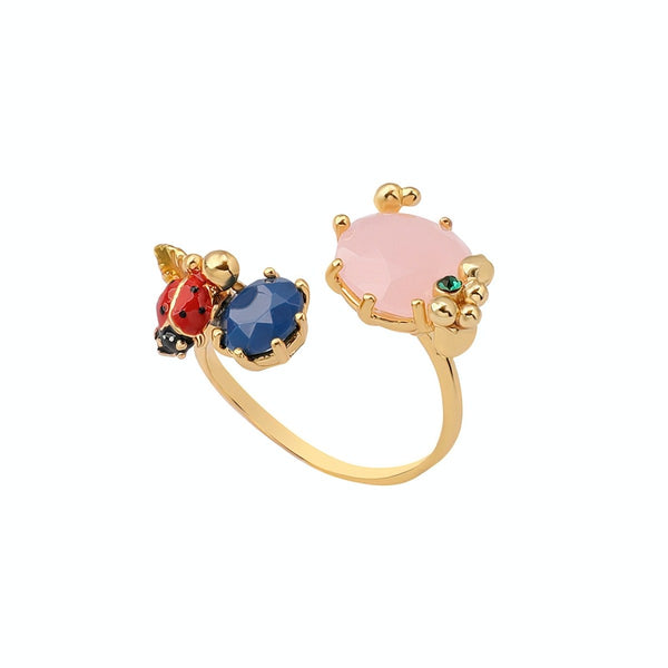 Charming Ladybug Enamel Open Ring - Perfect for the Index Finger