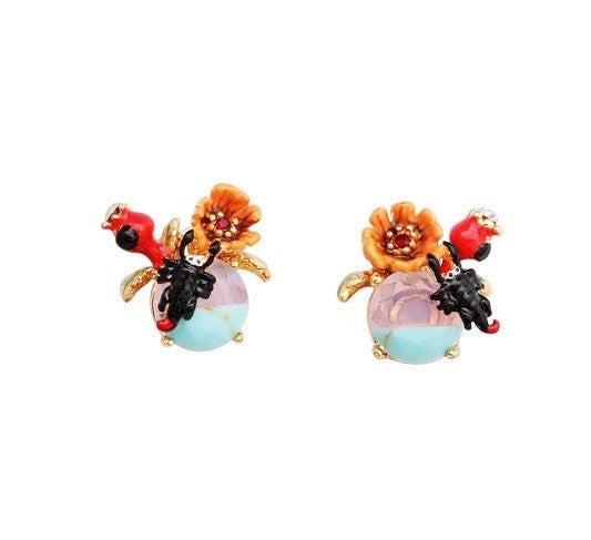 Personality Enamel Flower Animal Earrings Earrings